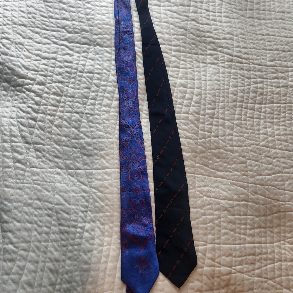Elegant Blue and Black Men's Tie Set, Vintange - Picture 10 of 12